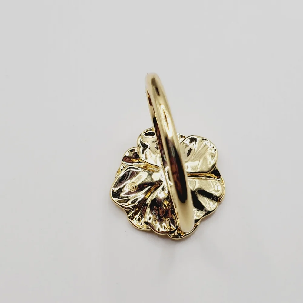 Yellow Gold Plated 3d Sculpted Floral Flower Statement Ring